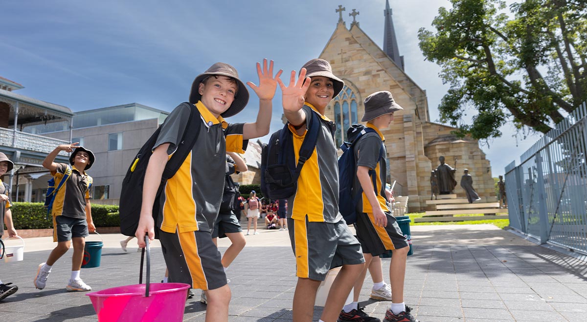 Students from St Patrick's Catholic Primary, Parrmatta participating in the Caritas Australia’s Big Water Walk